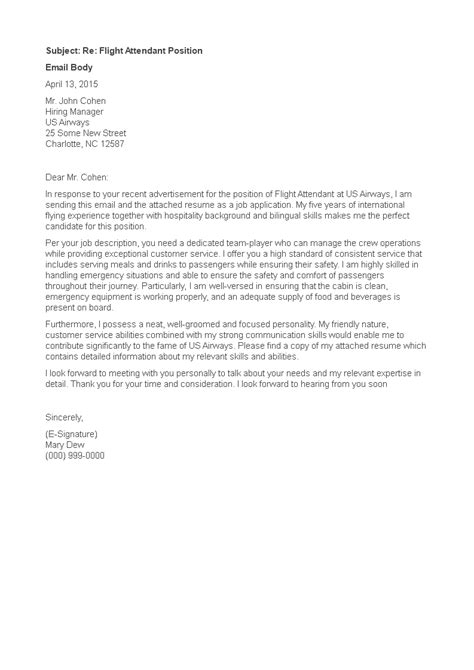 Email Cover Letter Format