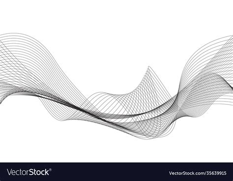 Abstract Black Line Wave Curve On White Design Vector Image