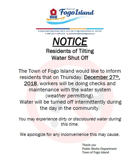 Water Shut Off Notice Template