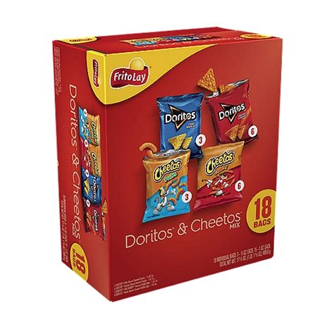 Frito Lay Snacks Doritos And Cheetos Mix Variety 17 5 8 Oz 18 Count