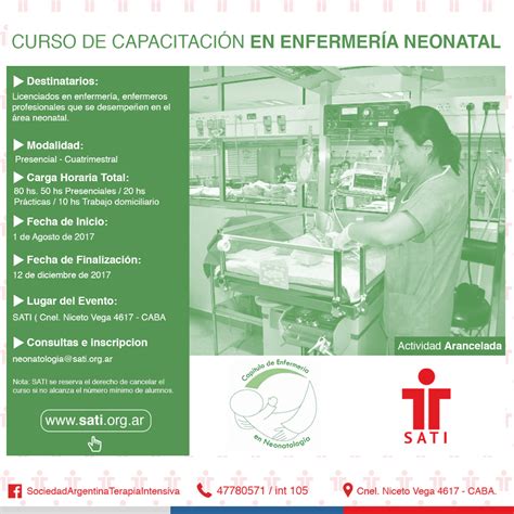 Curso Capacitación en Enfermería Neonatal SATI Inicio agosto 1 2017