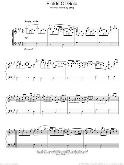 Fields Of Gold Sheet Music For Piano Solo Pdf Interactive