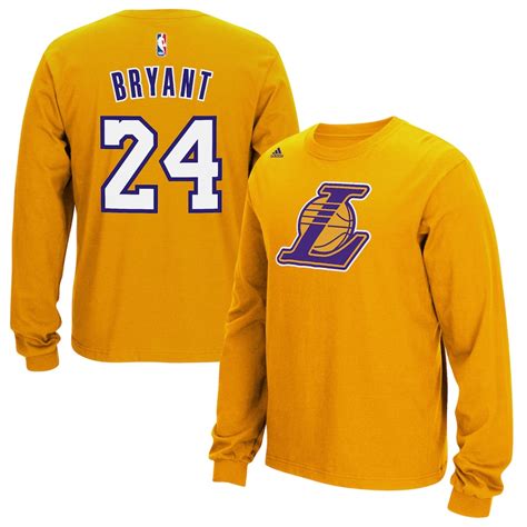 Adidas Kobe Bryant Los Angeles Lakers Yellow Name And Number Long Sleeve