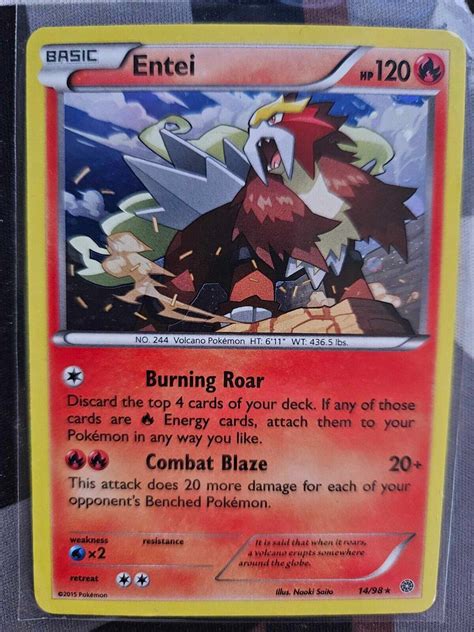 Entei 14 98 Ancient Origins Cosmos Holo Pokemon Card XY Pack