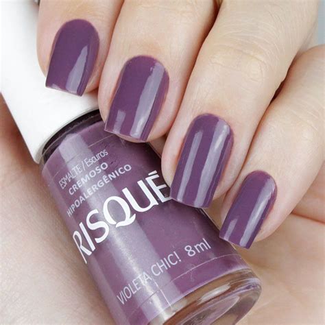 Esmalte Da Semana Na Cor Roxa Da Risqu Esmalte Violeta Chic Nail