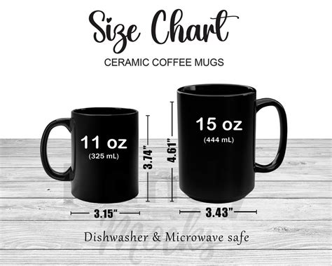 11 Oz And 15 Oz Black Mug Size Chart And Sizing Guide For Printify