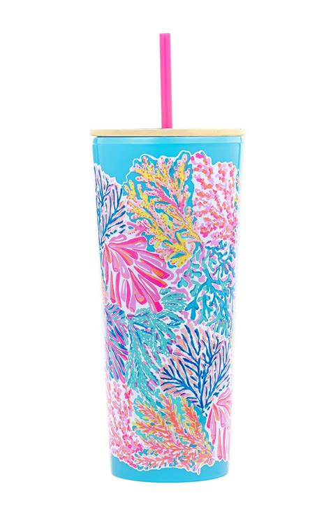 Lilly Pulitzer Double Wall Tumbler With Lid And Reusable Straw