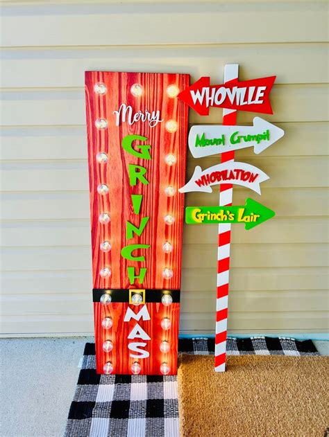 Christmas Grinch Sign Merry Grinchmas Welcome Door Decor Etsy In 2023