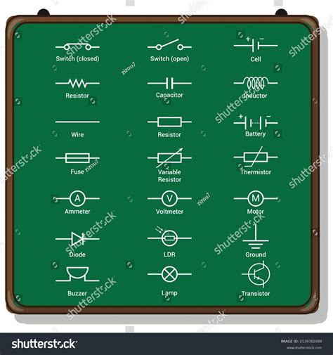 Set Electronic Circuit Symbols Schematic Circuit Stock Vector Royalty