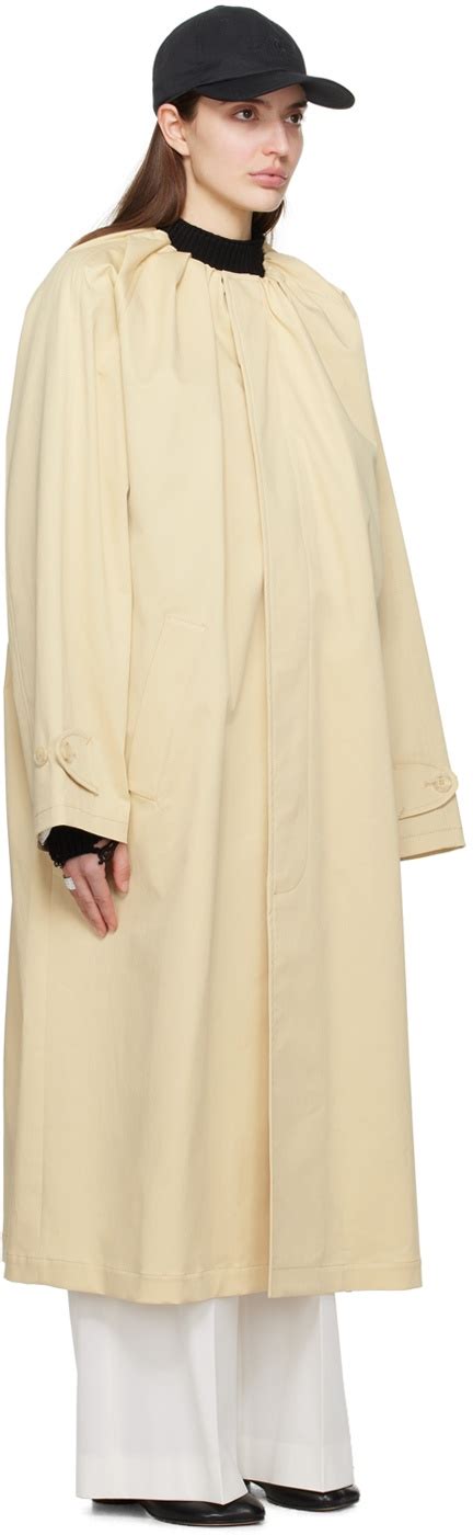 Mm Maison Margiela Yellow Gathered Neck Trench Coat Mm Maison Margiela