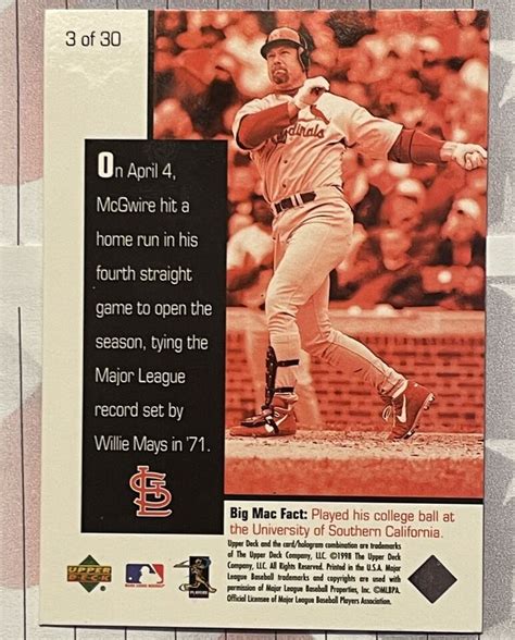 Upper Deck Mark Mcgwire Home Run Chase For Card Of Ebay