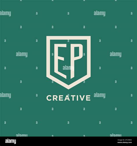 EP Initial Logo Monogram Shield Geometric Shape Design Vector Graphic