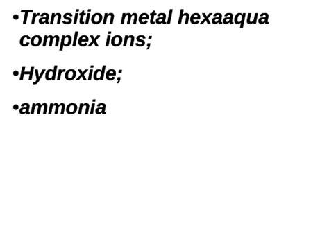 Acid Base Reactions Of Transition Metal Hexaaqua Complexes Teaching Resources