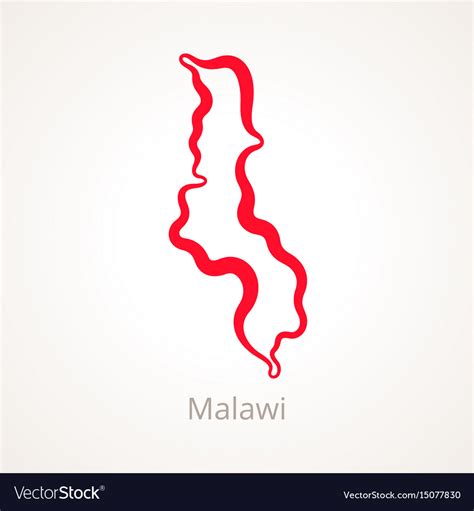 Outline Map Of Malawi Marked With Red Line Vector Image