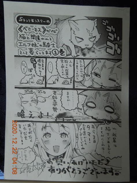 Sランクモンスターの ベヒーモス だけど 猫と間違われてエルフ娘の騎士として暮らしてます イラストペーパー 1巻購入特典 東雲太郎