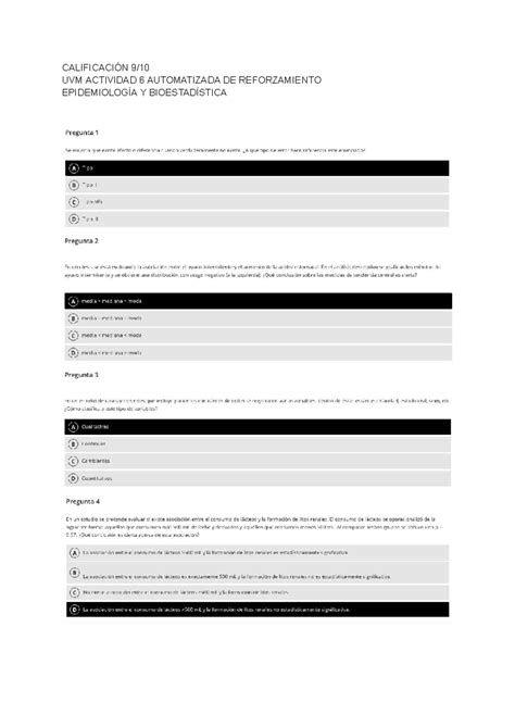 Epidemiología y Bioestadística Actividad 6 Automatizada de