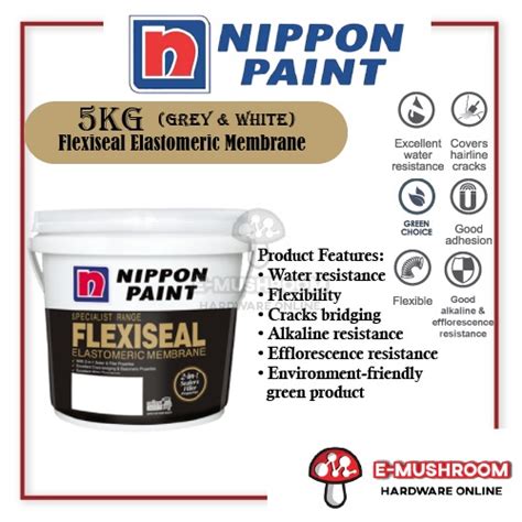 5kg Nippon Paint Flexiseal Elastomeric Membrane Wall Sealer White Or