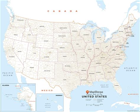 Usa Map With County Names By Mapsherpa The Map Shop