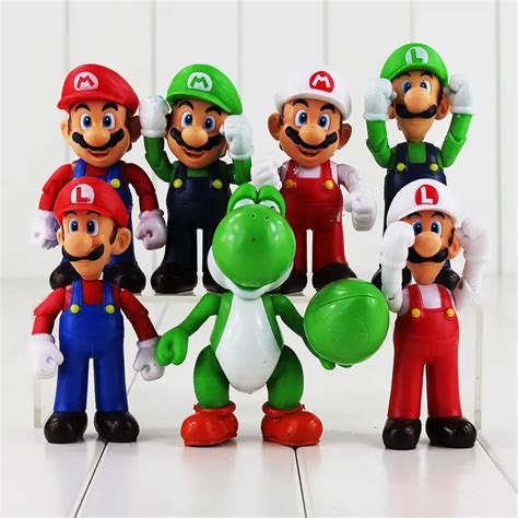 Cm Pcs Lot Super Mario Bros Mario Luigi Yoshi Waluigi Pvc Action