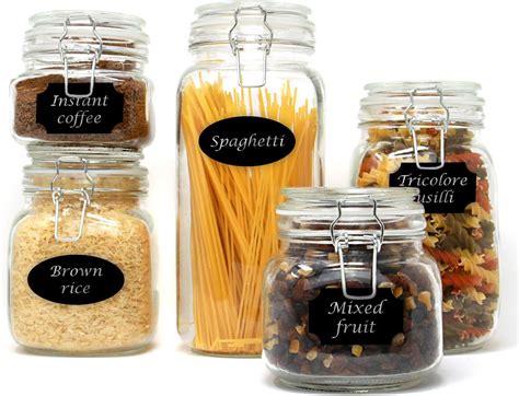 Clip Top Glass Storage Preserving Jars Set Of Reusable Stickers