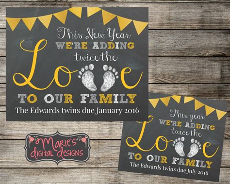 Twins Baby / Pregnancy Announcement This New Year We're | Etsy