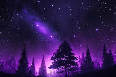 Premium AI Image | Purple background of a starry night sky