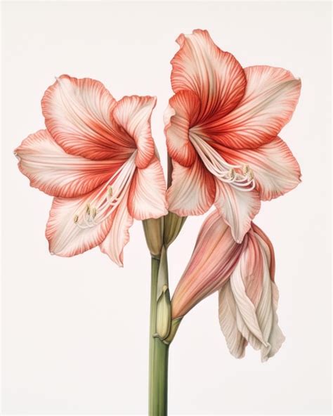 Premium Photo Botanical Illustration Of An Amaryllis Flower