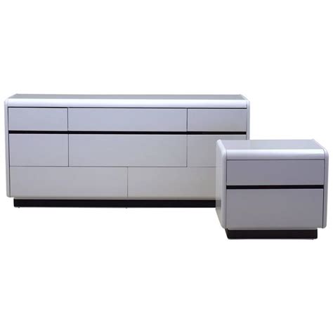 Modern White Lacquered Dresser and Nightstand by Lane at 1stdibs