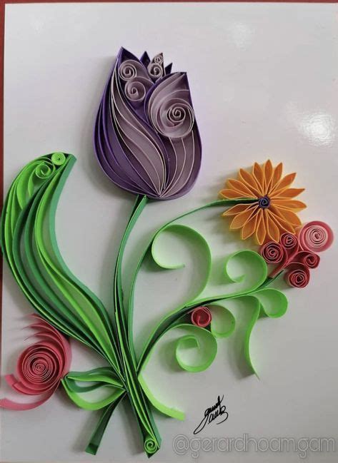 An Artistically Designed Card With Flowers And Swirls On The Front In