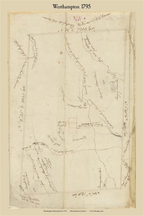 Westhampton Massachusetts Old Town Map Reprint Roads Place