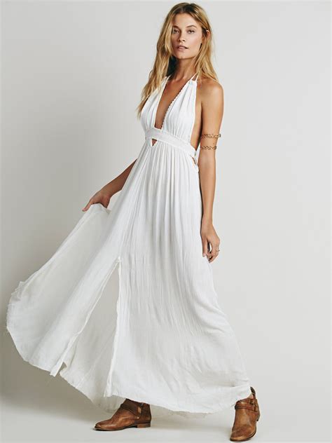 New Cotton Long Dress Halter Backless Summer Dress Bohemian Beach