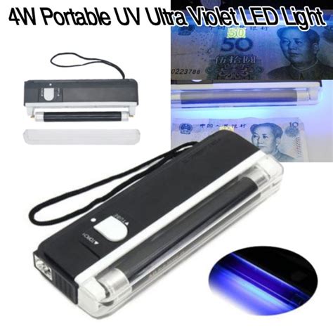 4w Portable Uv Ultra Violet Led Light Torch Lamp Id Card Banknote Bill Currency Money Detector