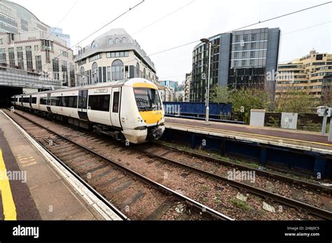 London London City Uk November 30th 2021 A Class 357 Electric Train Departing From Fenchurch