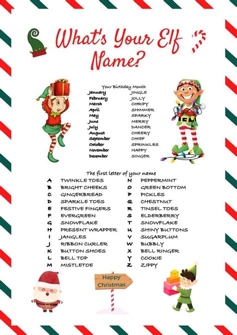 Whats Your Elf Name Name Generator Printable Party Game Instant