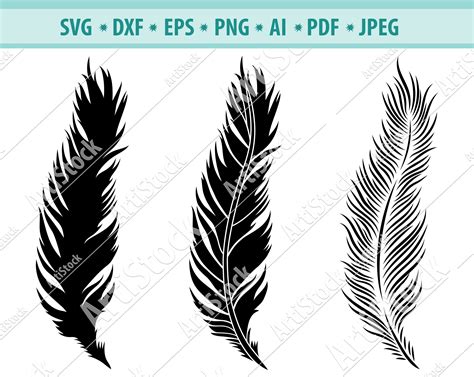 Feather Svg Feathers Svg Feather Clipart Feather Silhouette Boho