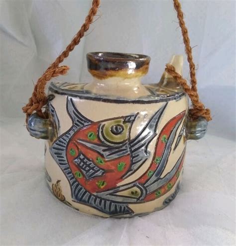 Okinawa Pottery Awamori Sake Stoneware Bottle Hip Flask Japan Ryukyu 5