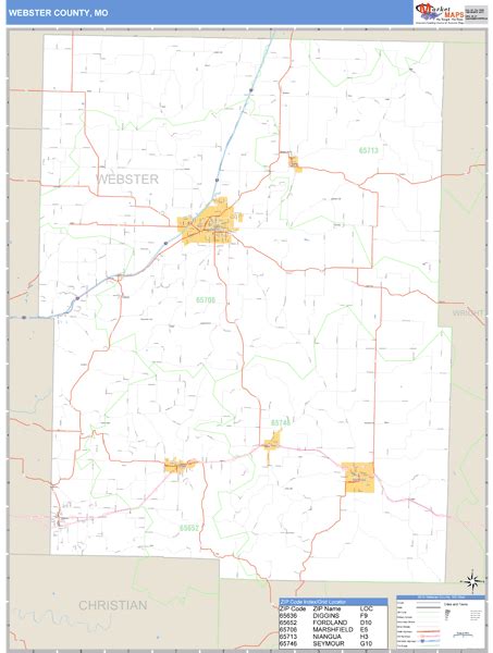 Webster County Missouri Zip Code Wall Map