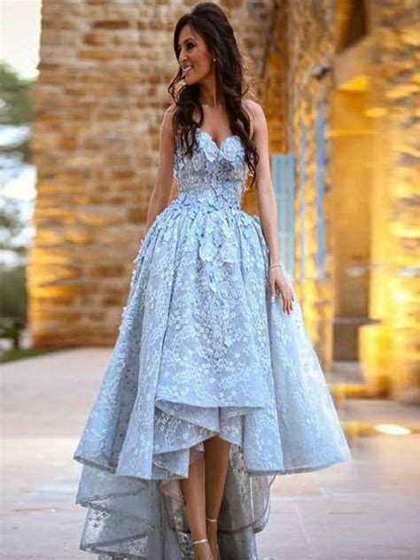 Light Blue High Low Prom Dresses