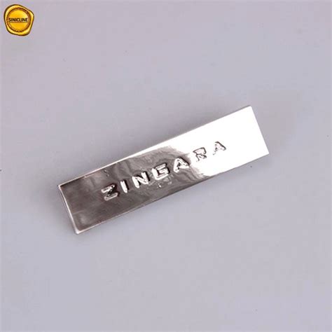 Sinicline Silver Plated Logo Engraved Custom Metal Clothing Labels