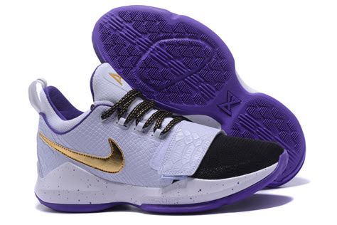 Nike Zoom Pg 1 Paul George Men Basketball Shoes White Deep Purple Gold