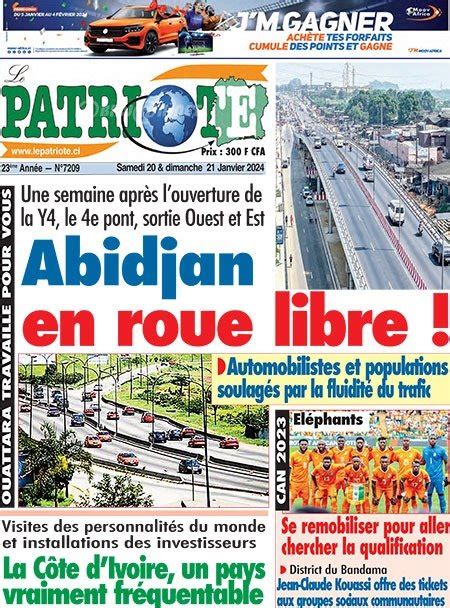 Titrologie De Le Patriote N Du Samedi Janvier Abidjan