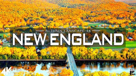 NEW ENGLAND 4K Autumn Aerial Film Calming Piano Music Autumn