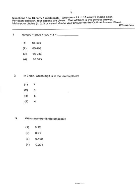 2021 Psle Math Paper With Answers Pdf