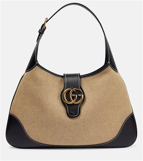 Gucci Aphrodite Medium Cotton Canvas Shoulder Bag Beige Editorialist