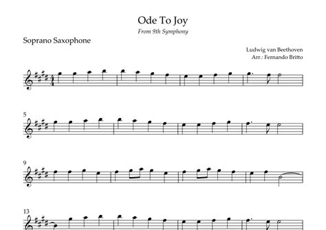 Ode To Joy Theme From Beethoven S Th Symphony For Soprano Saxophone