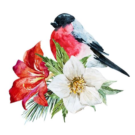 Bloemen Met Vogel Vector Illustratie Illustration Of Willekeurig