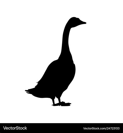 Black Silhouette Of Goose Isolated Image Vector Image