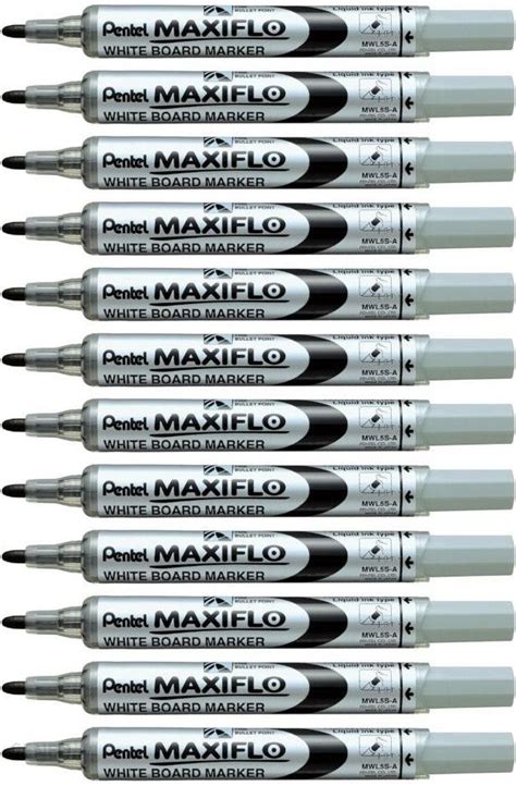 Pentel Marker Do Tablic Suchościeralnych Maxiflo S Czarny Zestaw 12szt