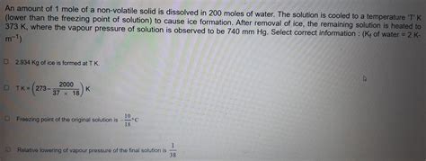 [answered] An Amount Of 1 Mole Of A Non Volatile Solid Is Dissolved In Kunduz