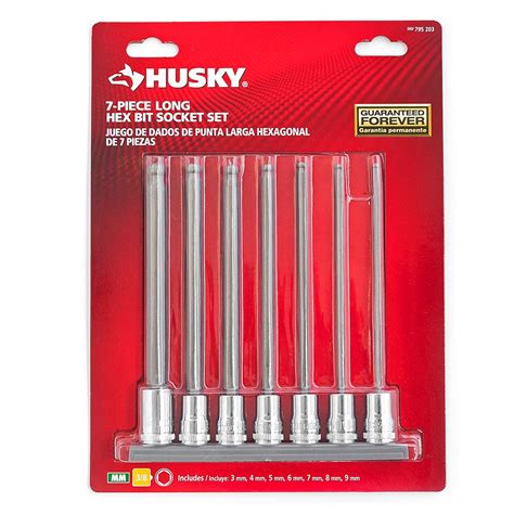 Husky 38 In Drive Metric Long Ball Hex Bit Socket Set 7 Piece